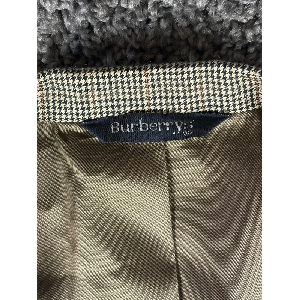 Burberrys Prorsum Vintage Mens 40L Wool Houndstooth Blazer Sport Coat Brown Tan